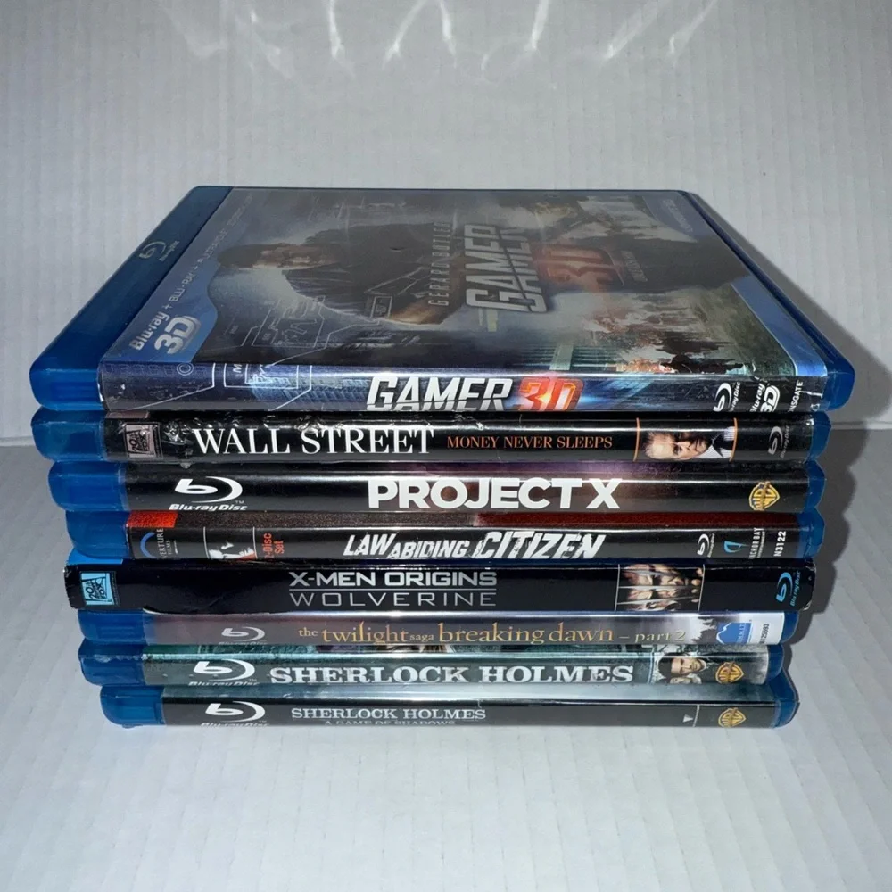 Bluray Dvd Lot 8 Movies Sherlock Holmes X-men Wall Street Gamer 3D, BUNDLE of 8